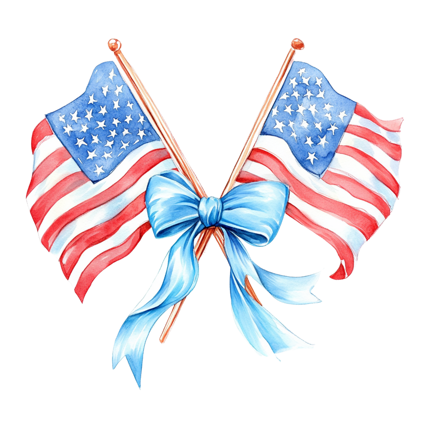 Two flags with Blue Bow