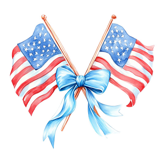 Two flags with Blue Bow